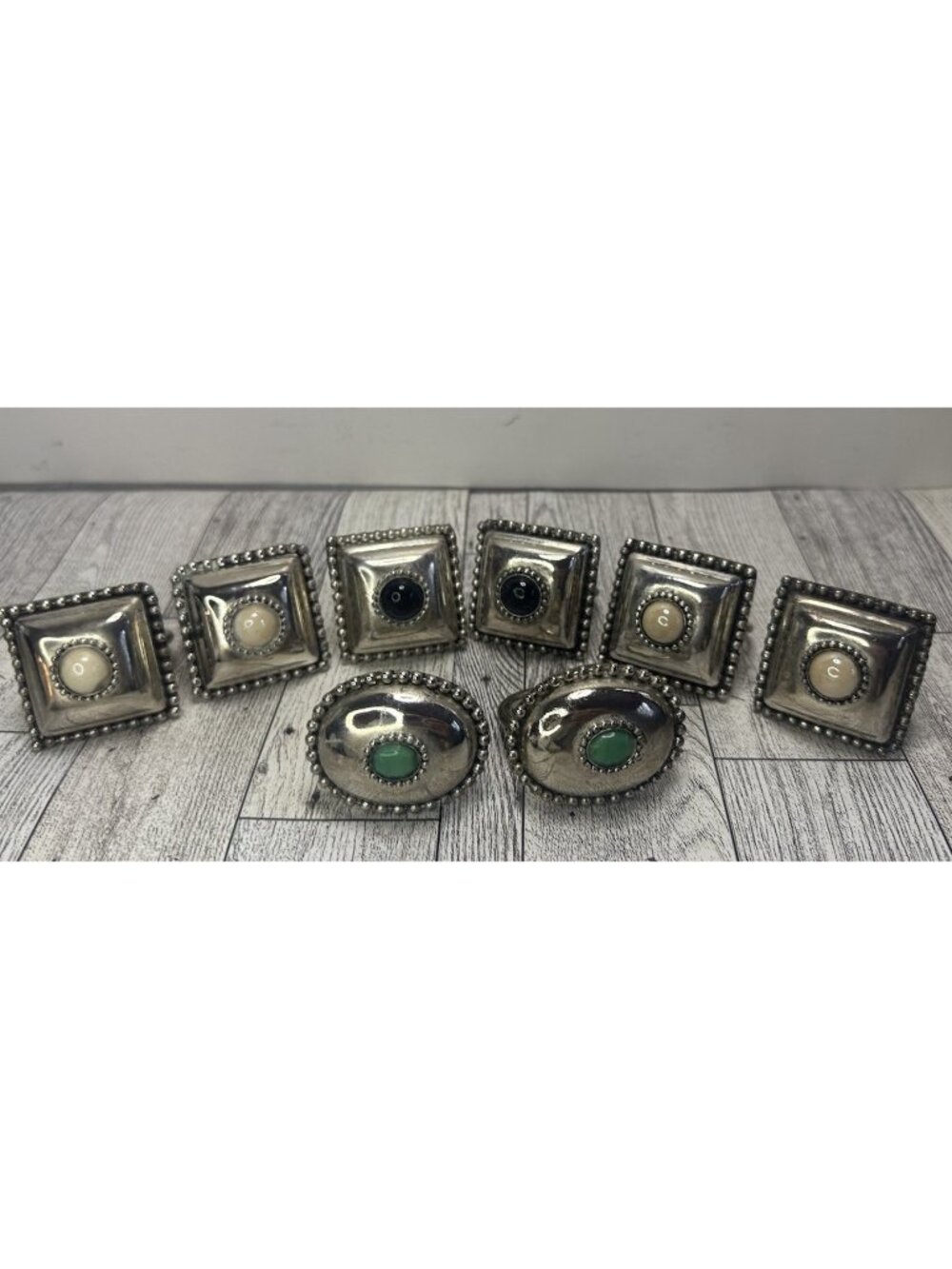 Vintage Two's Company Napkin Rings 8 Piece Set - Silver Plated